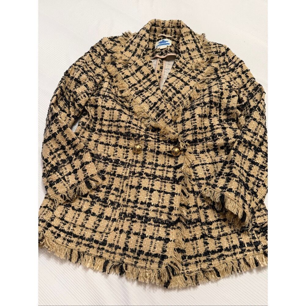Kate Spade New York Metallic Plaid Tweed Blazer Size 2